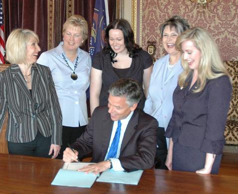 Ruth Ann Holloway Master Esthetician signing of laser bill Utah State Capitol Governor Huntsman